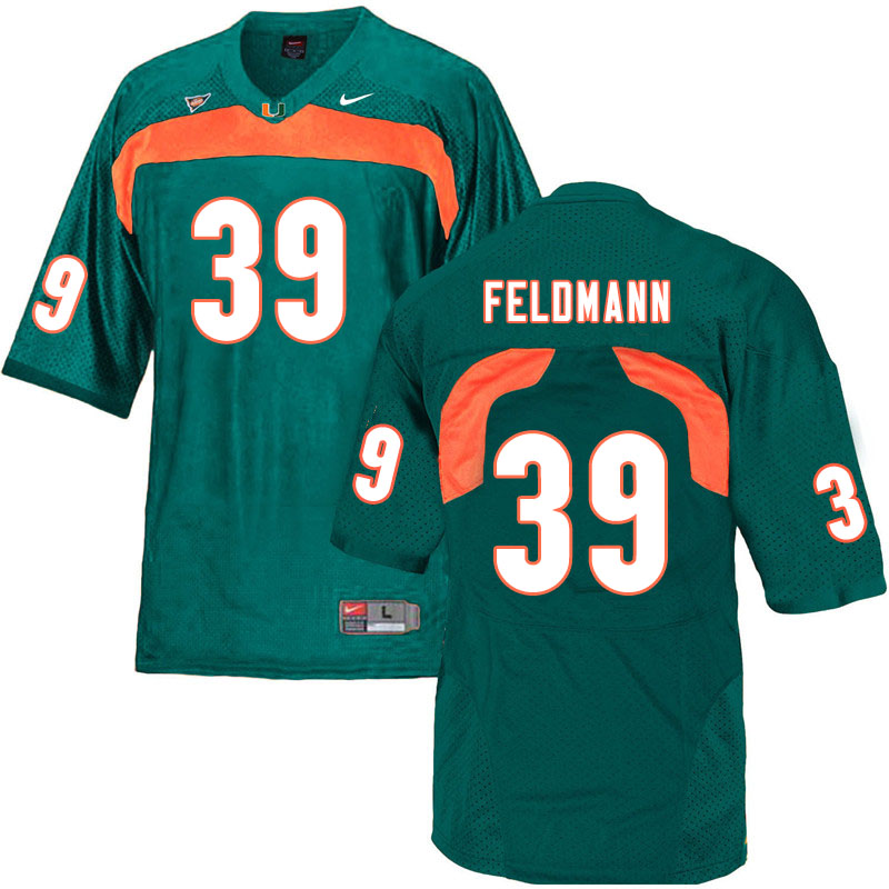 Nike Miami Hurricanes #39 Gannon Feldmann College Football Jerseys Sale-Green
